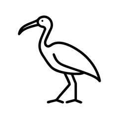 Obraz premium Buck bird Minimalist bird illustration, black outline, white background, long-necked wading bird, heron silhouette, simple curved lines, graphic design style, vector art, stylized wildlife icon, clean