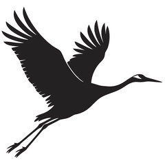 Obraz premium Buck bird Minimalist bird illustration, black outline, white background, long-necked wading bird, heron silhouette, simple curved lines, graphic design style, vector art, stylized wildlife icon, clean