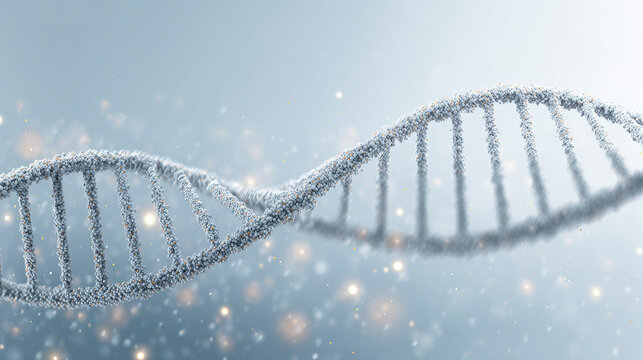 A DNA strand is shown in a blurry, grainy image