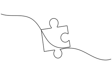 Puzzle icon line continuous drawing with Problem Solving isolate outline vector illustration