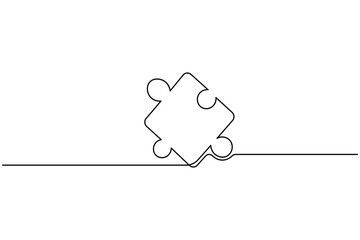 Puzzle icon line continuous drawing with Problem Solving isolate outline vector illustration