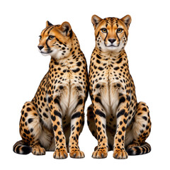 Unique Pair of Cheetahs Sitting Side by Side in Natural Habitat