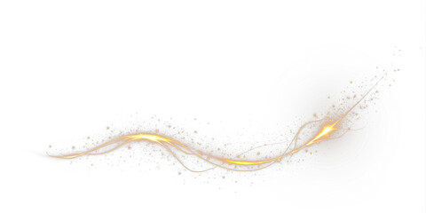 Beam, curve, dynamic, effect, flare create a bright trail PNG. Transparent PNG Overlay with glowing twist, magic sparkle and yellow shine—perfect for motion, speed, or modern energy designs. © Александр Куспляк