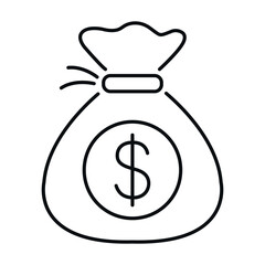 Money bag flat vector icon
