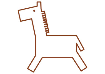 茶色いデフォルメされた走る馬