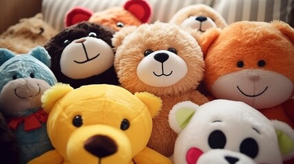 A photo of a daycare group of plush toys