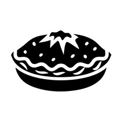 Delicious looking pie with a decorative crust and topping on plate icon vector