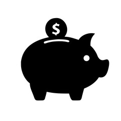 Piggy bank with a dollar coin on top representing savings icon icon vector