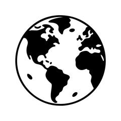 Simple minimalist depiction of planet earth showcasing the Americas and Africa icon vector