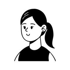 Simple Cartoon Illustration of a Young Woman with Ponytail and Earring icon vector