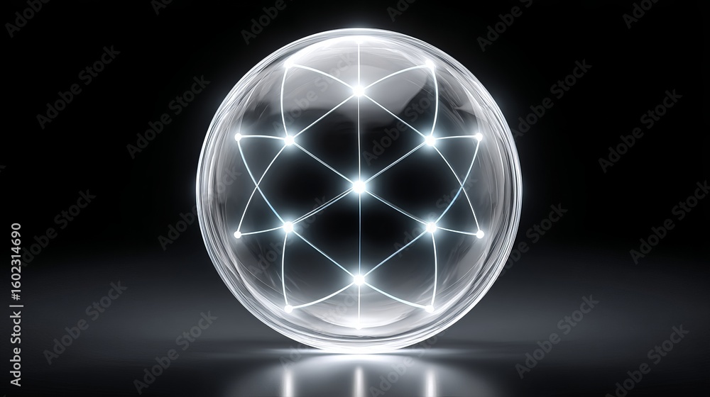 Aufkleber innovative blockchain technology system unveiled on transparent globe showcasing wireless network da