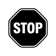 Black and white stop sign on for traffic safety icon vector
