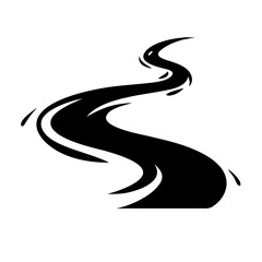 Abstract black snake like stream winding through a design icon vector