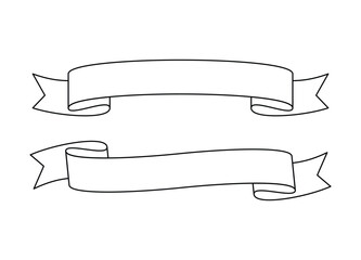 Retro Ribbon Banners Vector Outline 