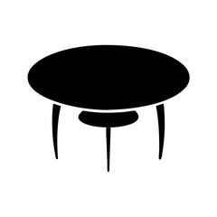Sleek midcentury modern coffee table with unique leg design and solid black fill icon vector