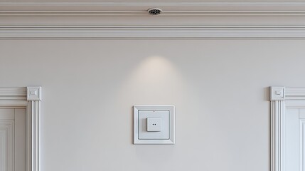 Smart home switch on classic wall, recessed lighting
