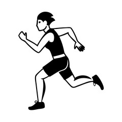 Minimalist vector graphic depicting an athlete running with high speed and stamina icon vector