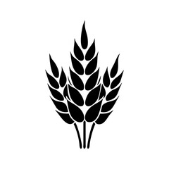 Three sprigs of wheat in bold black, simple agriculture concept icon vector