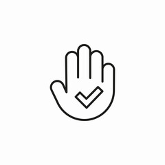 open hand check mark icon sign vector