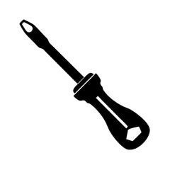 Simple Black and White Screwdriver Icon Illustrating a Hand Tool for Mechanics icon vector