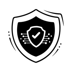 Obraz premium Digital Security Shield with Checkmark and Circuit Design for Cybersecurity icon vector