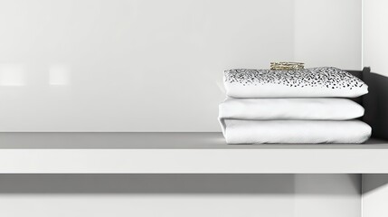 Folded shirts shelf closet minimalist storage