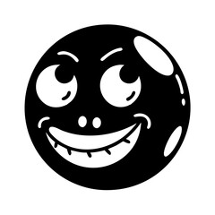 Happy Smiley Face Cartoon Character with Exaggerated Features and Retro Style icon vector