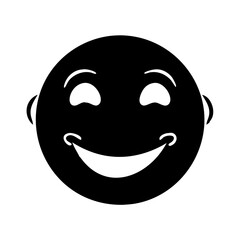 Black and White Smiley Face Icon Expressing Joy and Delight with Simple Design icon vector