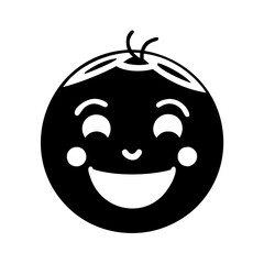 Happy Smiling Face with Closed Eyes and Two Strands of Hair icon vector