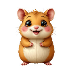 Cute and Adorable Cartoon Hamster with Big Eyes and Cheerful Smile