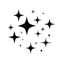 Black celestial star shapes with varying points on a icon vector