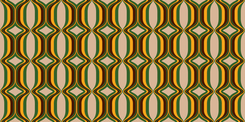 Retro wavy background. Seamless pattern. Vector. レトロなみなみパターン