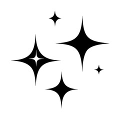 Group of Sparkling Stars in Black and White Vector Illustration icon vector