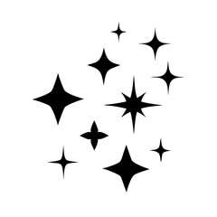 Collection of black sparkling star shapes on a image icon vector
