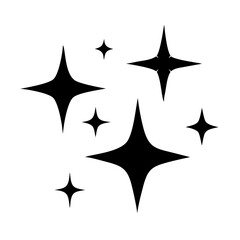 Group of Sparkling Stars in a Celestial Black Silhouette Composition icon vector