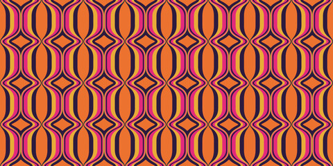 Retro wavy background. Seamless pattern. Vector. レトロなみなみパターン
