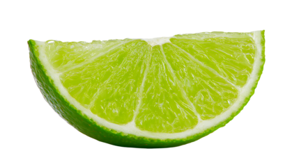 Close up of a Fresh Green Lime Slice, for vibrant summer drinks and recipes isolated on transparent background