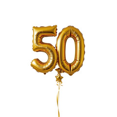 Golden Foil Balloons Celebrating 50th Birthday Milestone Event