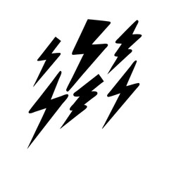 Simple graphic of multiple black lightning bolts on a icon vector