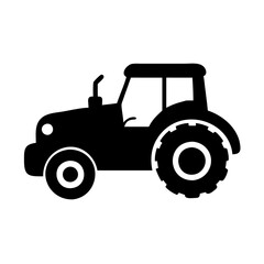 Simple black tractor icon illustration on , farm equipment vehicle icon vector