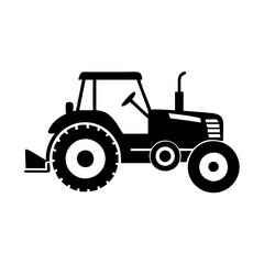 Monochrome tractor icon representing agricultural equipment and machinery for farming icon vector