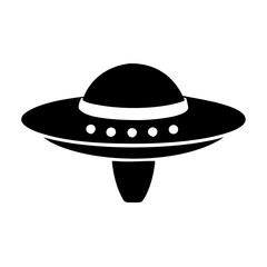 A stark black and white icon of a classic flying saucer UFO icon vector