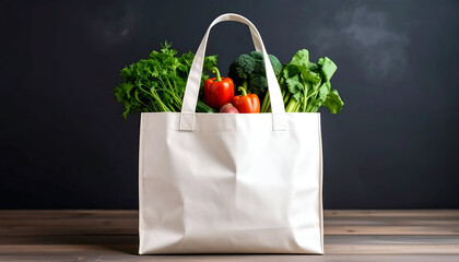 paper shopping bag with vegetables