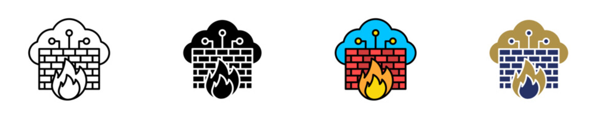 Cloud Firewall  Icon Set Multiple Style Collection
