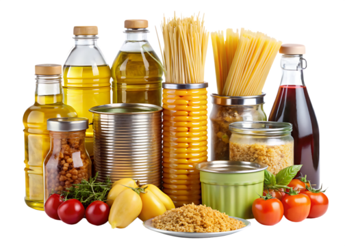   foodstuff for donation storage and delivery isolated on white background PNG, AI GENERATED