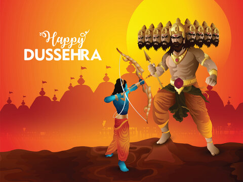 Happy dussehra design concept card