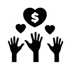 Hands Reaching for Love and Money, Symbolizing Charity and Support icon vector