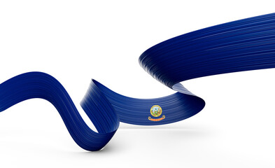 3D Wavy ribbon in Idaho flag colors, flowing with national pride and elegance. 3D Illustration