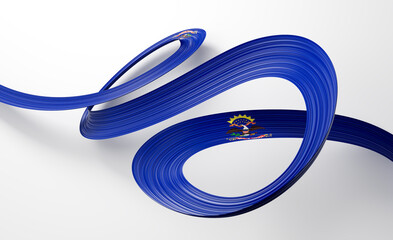 3D Wavy ribbon in North Dakota flag colors, flowing with national pride and elegance. 3D Illustration