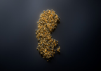 Sweden Map Made Of High Quality Premium Golden Metallic Copper Brass Pillars 3D Illustration